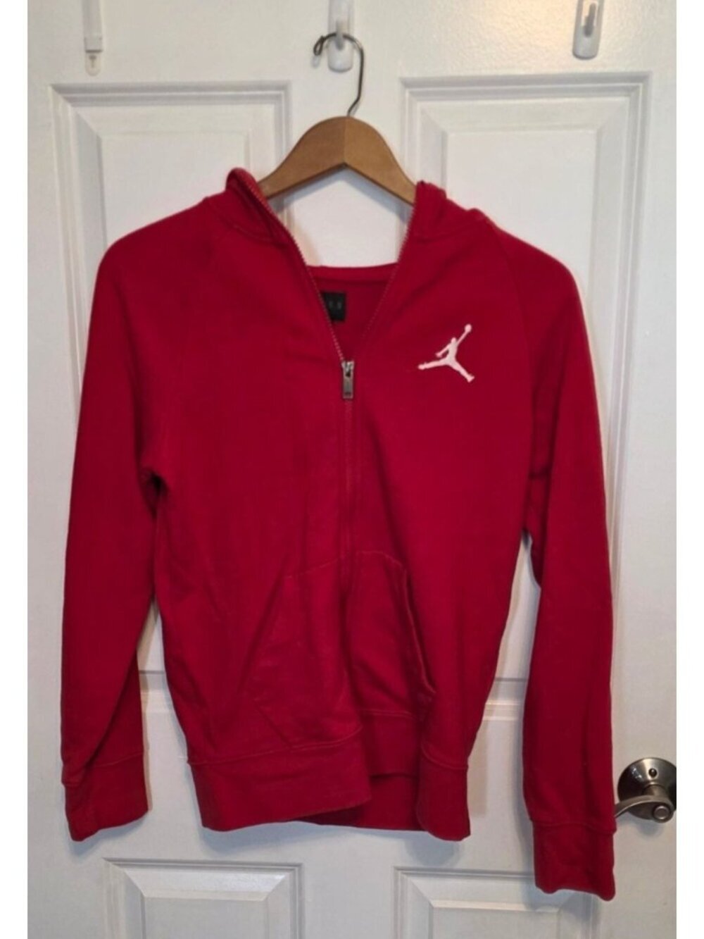 Youth Large Air Jordan Red Full Zip Hoodie Nike Jumpman Basketball Sweatshirt